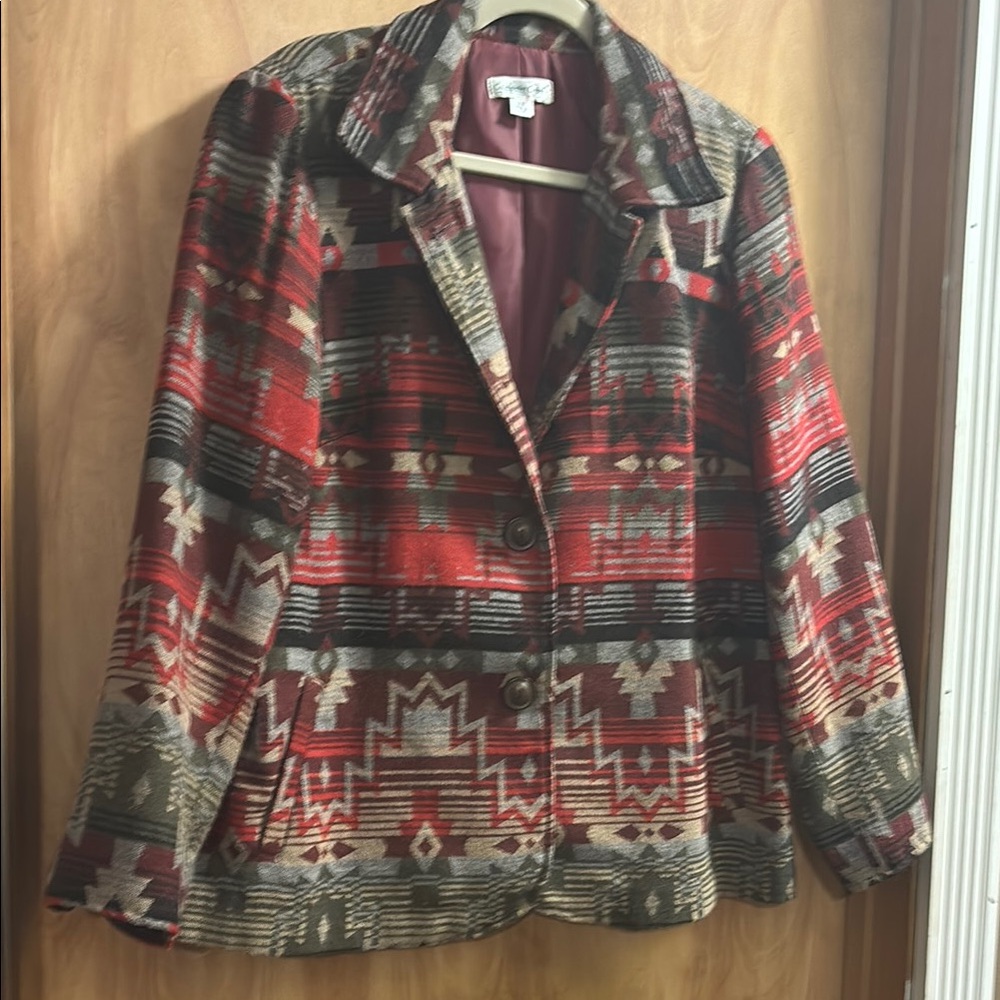 Coldwater CreekTribal Print Women's Jacket - Red and Black